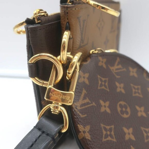Louis Vuitton Reverse Monogram Giant Trio Pouch Brown Canvas Wristlet Clutch NEW - Picture 5 of 9